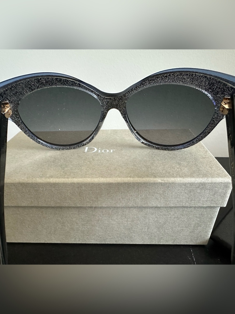 Dior Black Sparkle Cat-Eye Sunglasses Never Worn